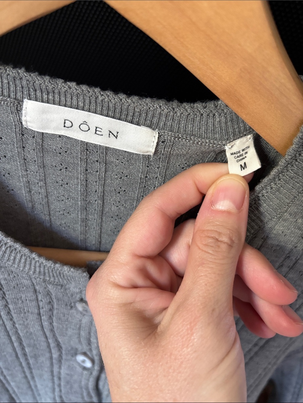 Doen Light Gray Ribbed Button-Front Top - Picture 5 of 17